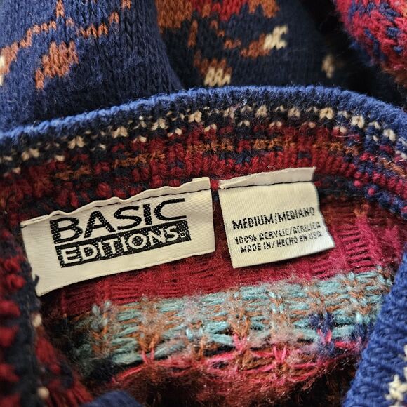 Vtg Basic Editions Cardigan Sweater Womens M Floral Grandmacore Cottagecore Boho - Picture 7 of 9